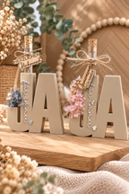 „JA“-Aufsteller zur Hochzeit mit Trockenblumen – personalisierbar