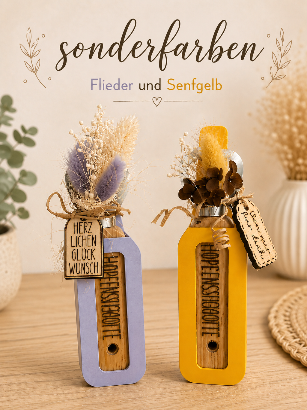Flaschenöffner mit Halterung in Bierflaschenform aus Holz und 3D-Druck