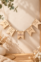Affirmations-Wimpelkette aus Holz – personalisiert