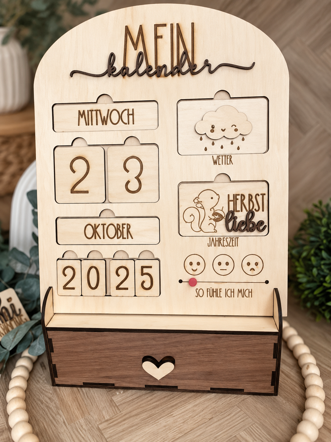 Lernkalender aus Holz für Kinder – Datum, Wetter & Jahreszeiten