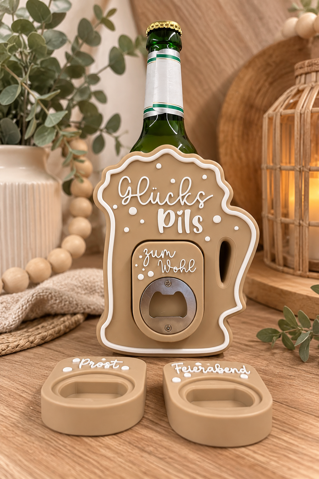 Glückspils – Flaschenhalter mit Flaschenöffner