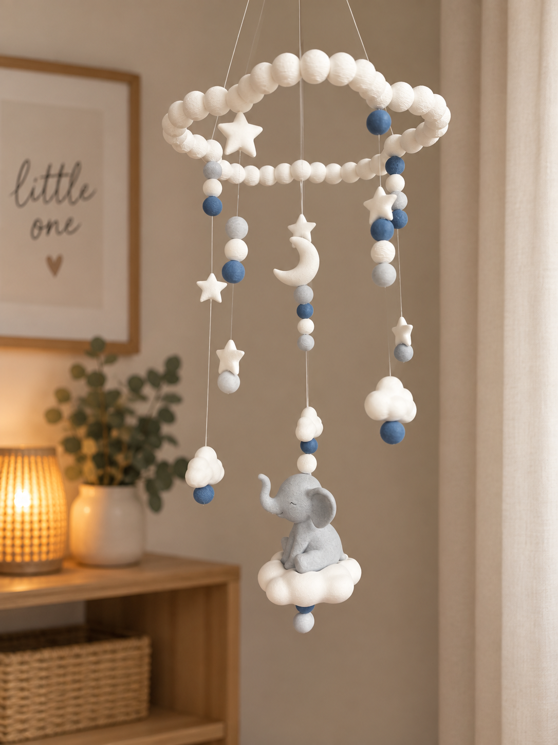 Elefanten-Mobile mit Wolke, Mond & Sternen fürs Kinderzimmer