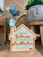 Geldgeschenk zum Einzug – kleines Haus mit Trockenblumen