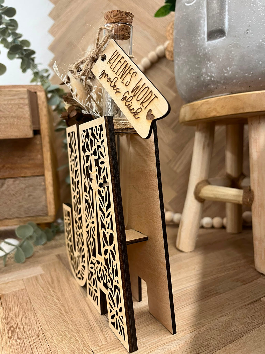 Holzaufsteller „JA“ als Geldgeschenk zur Hochzeit – Ansicht 2