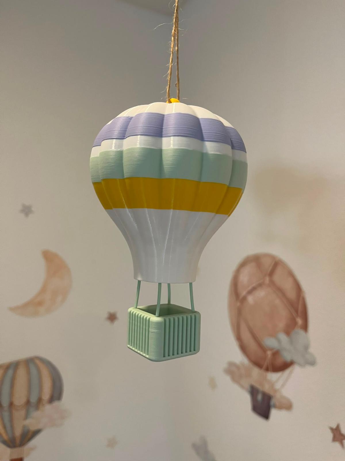 Boho Heißluftballon mit Trockenblumen – 3D-Druck in 3 Größen