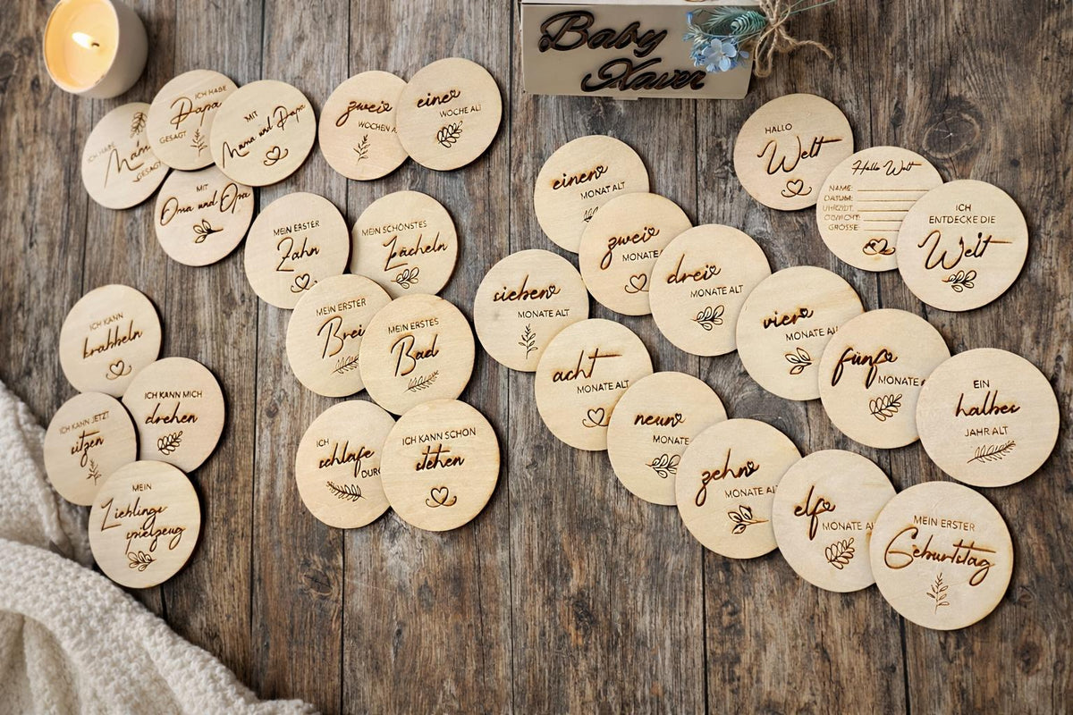 Baby Meilensteinkarten aus Holz – Ansicht 6