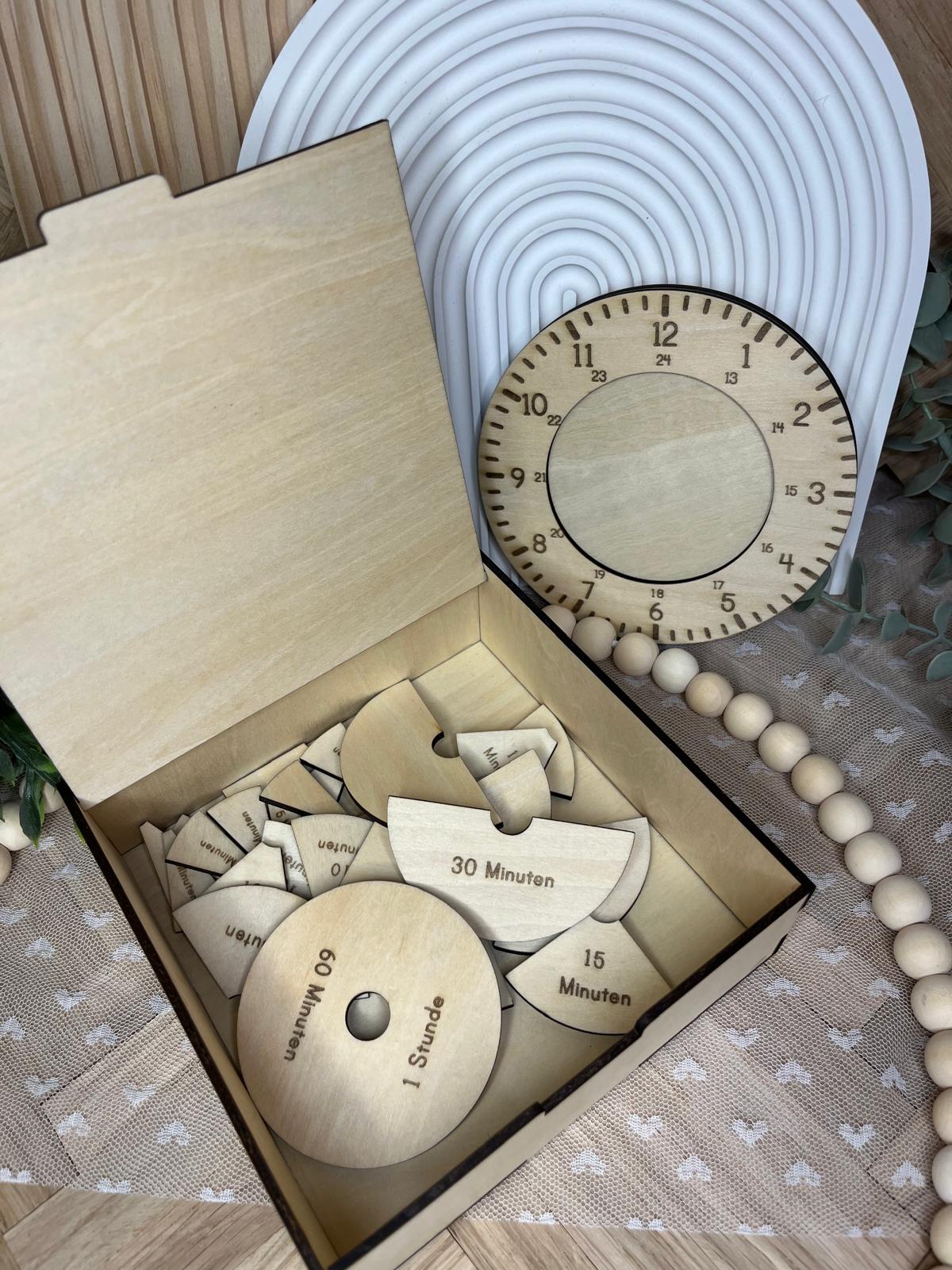 Lernuhr aus Holz mit Lernscheiben – Ansicht 7