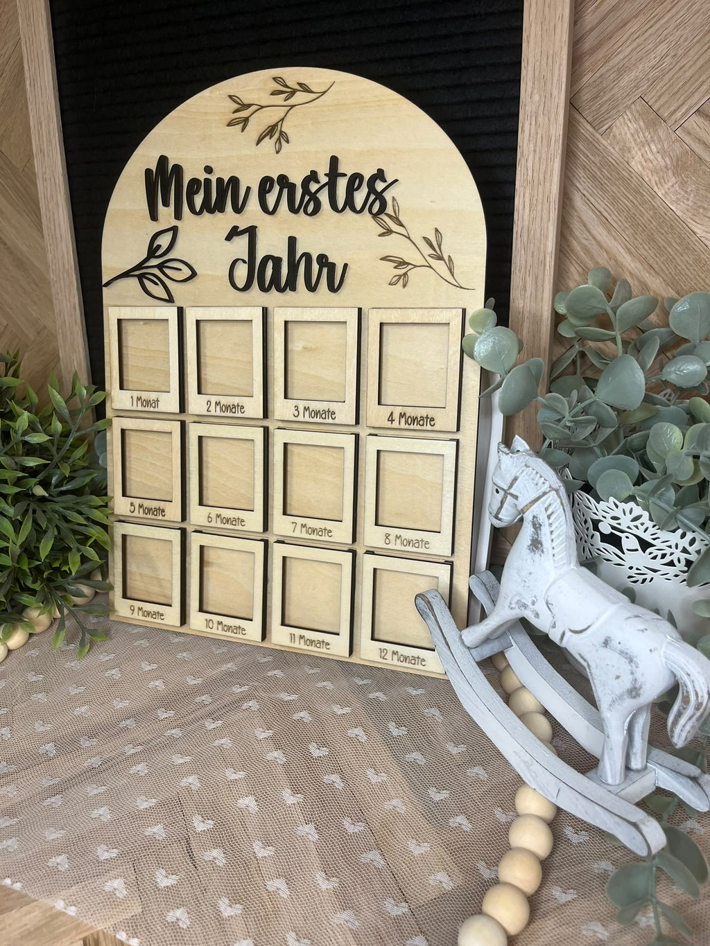 Mein erstes Jahr – Meilenstein-Fotoboard aus Holz