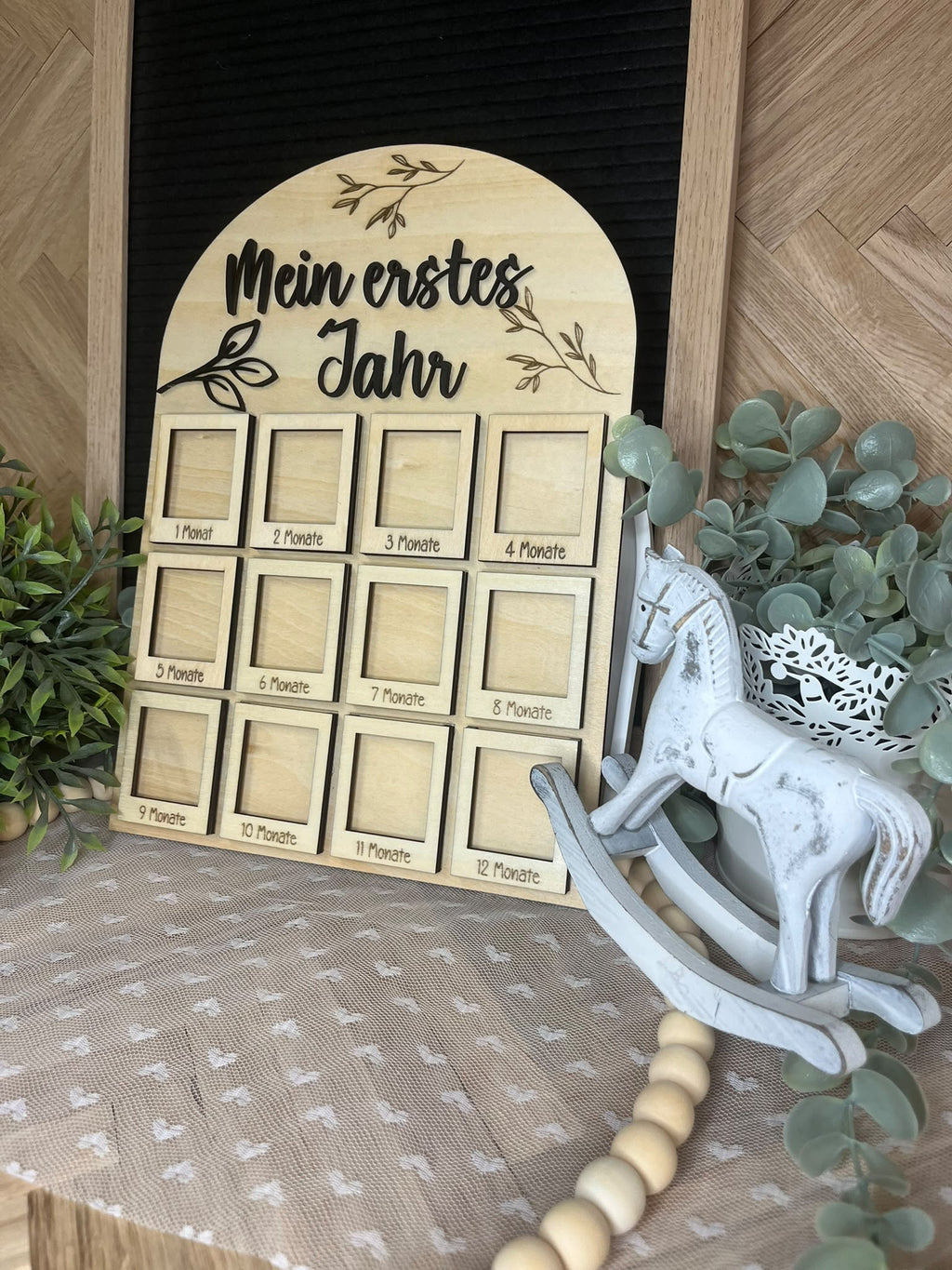 Mein erstes Jahr – Meilenstein-Fotoboard aus Holz
