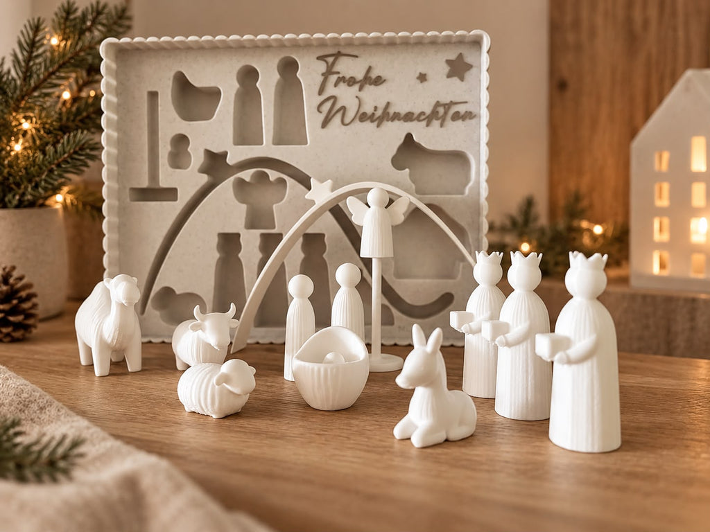 Moderne Weihnachtskrippe mit Geschenk- & Aufbewahrungsbox