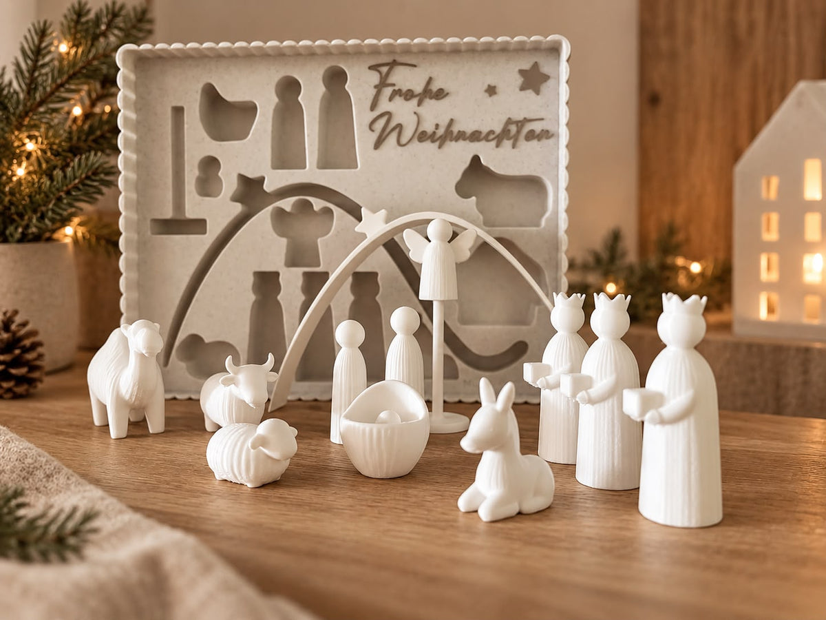 Moderne Weihnachtskrippe mit Geschenk- & Aufbewahrungsbox