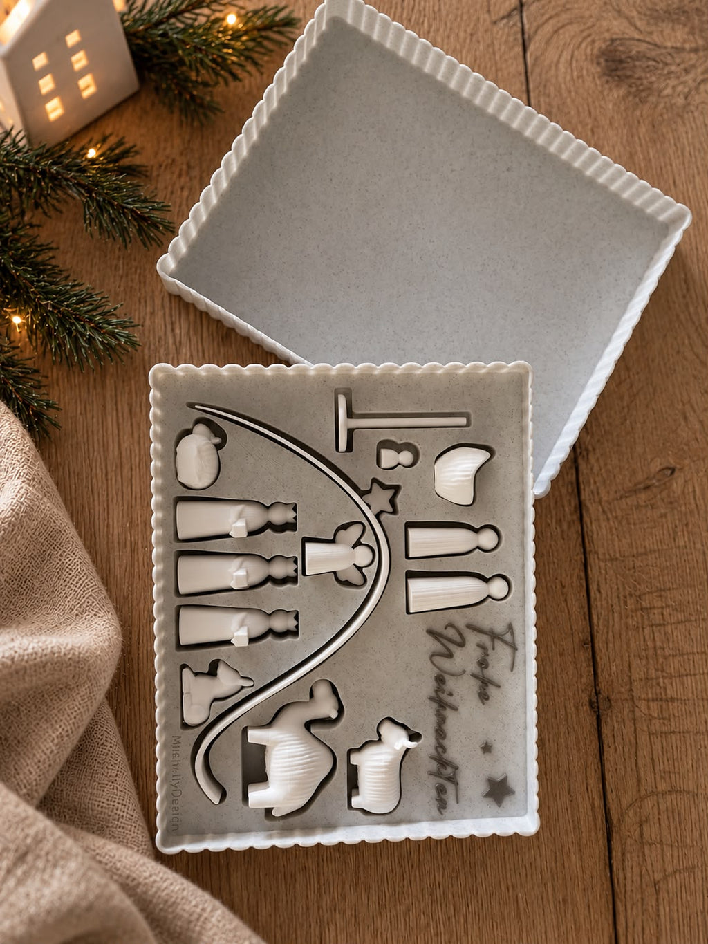 Moderne Weihnachtskrippe mit Geschenk- & Aufbewahrungsbox