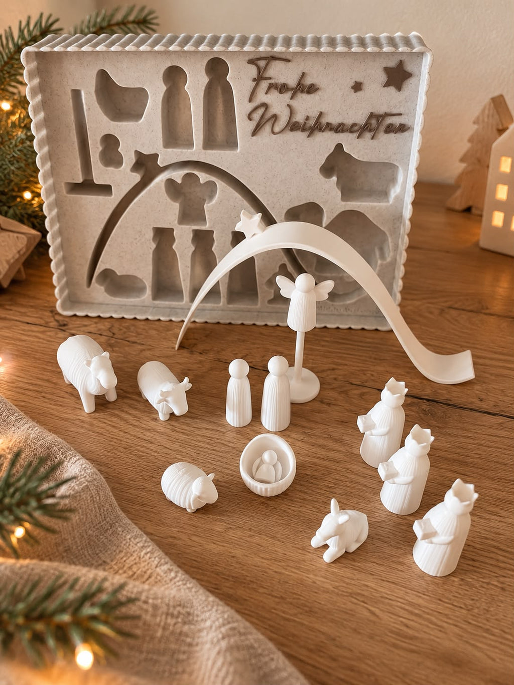 Moderne Weihnachtskrippe mit Geschenk- & Aufbewahrungsbox