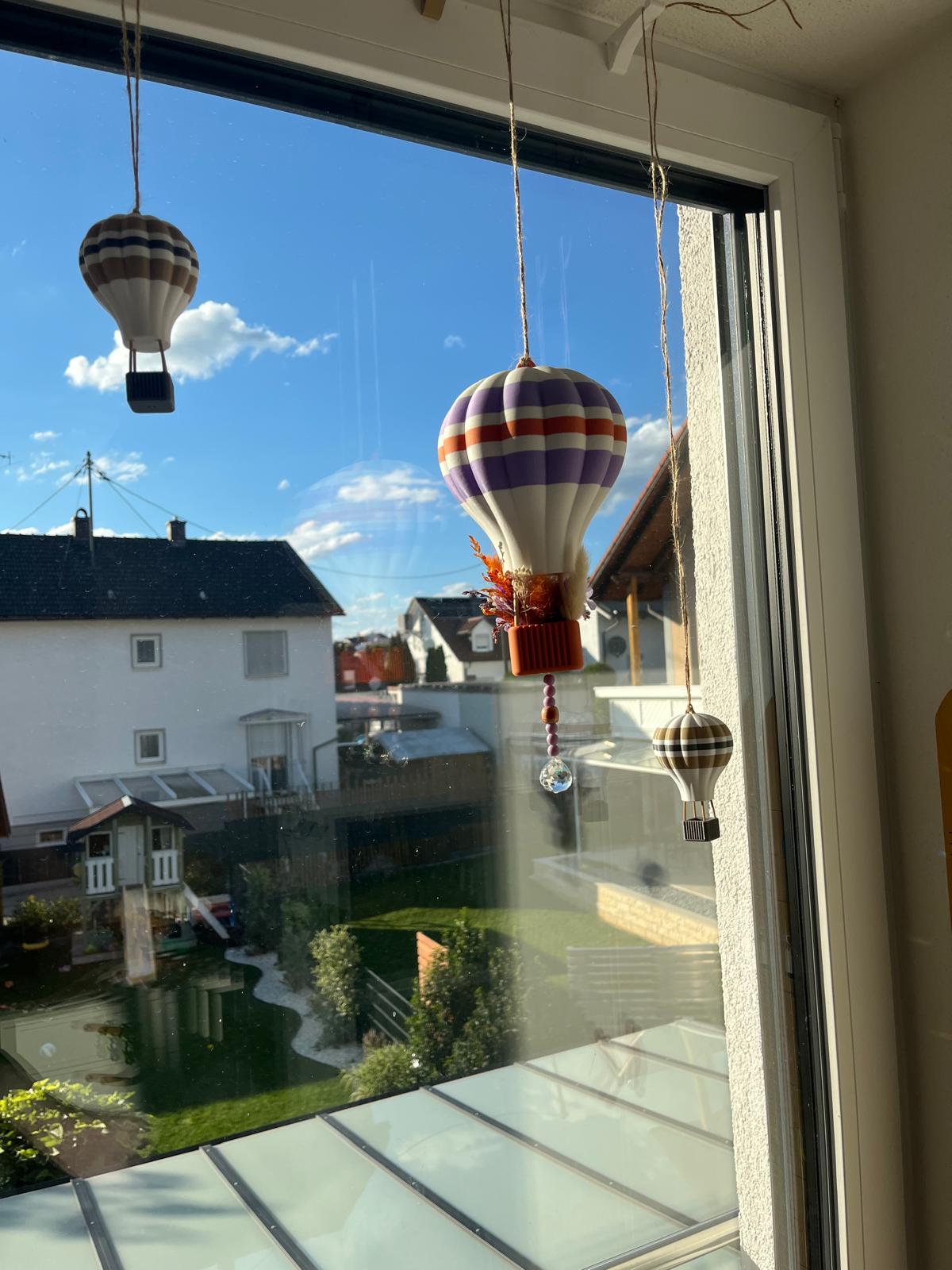 Boho Heißluftballon mit Trockenblumen – 3D-Druck in 3 Größen