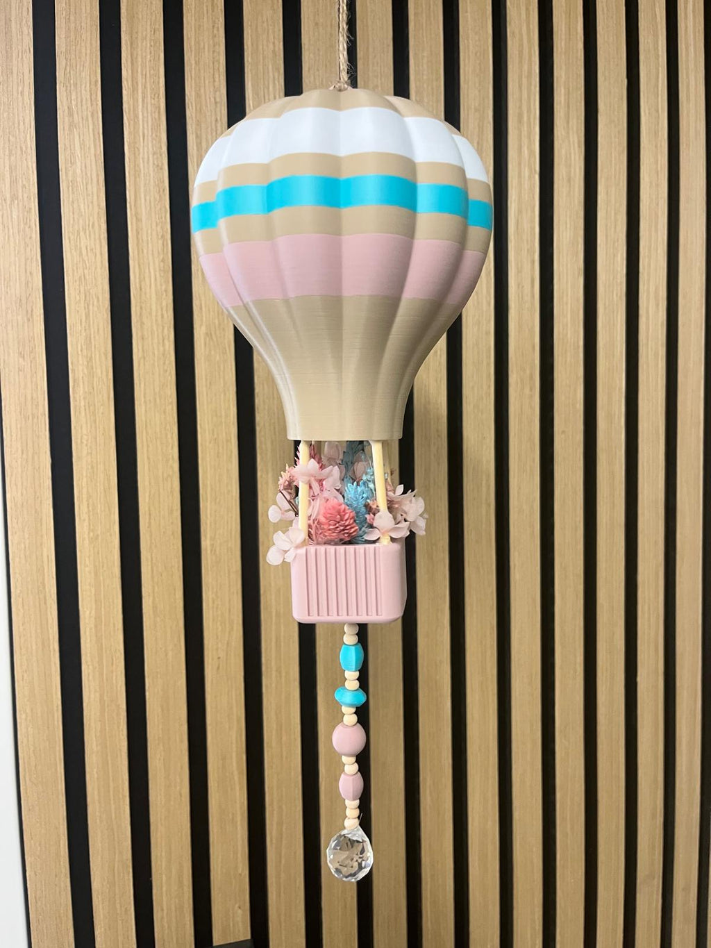 Boho Heißluftballon mit Trockenblumen – 3D-Druck in 3 Größen