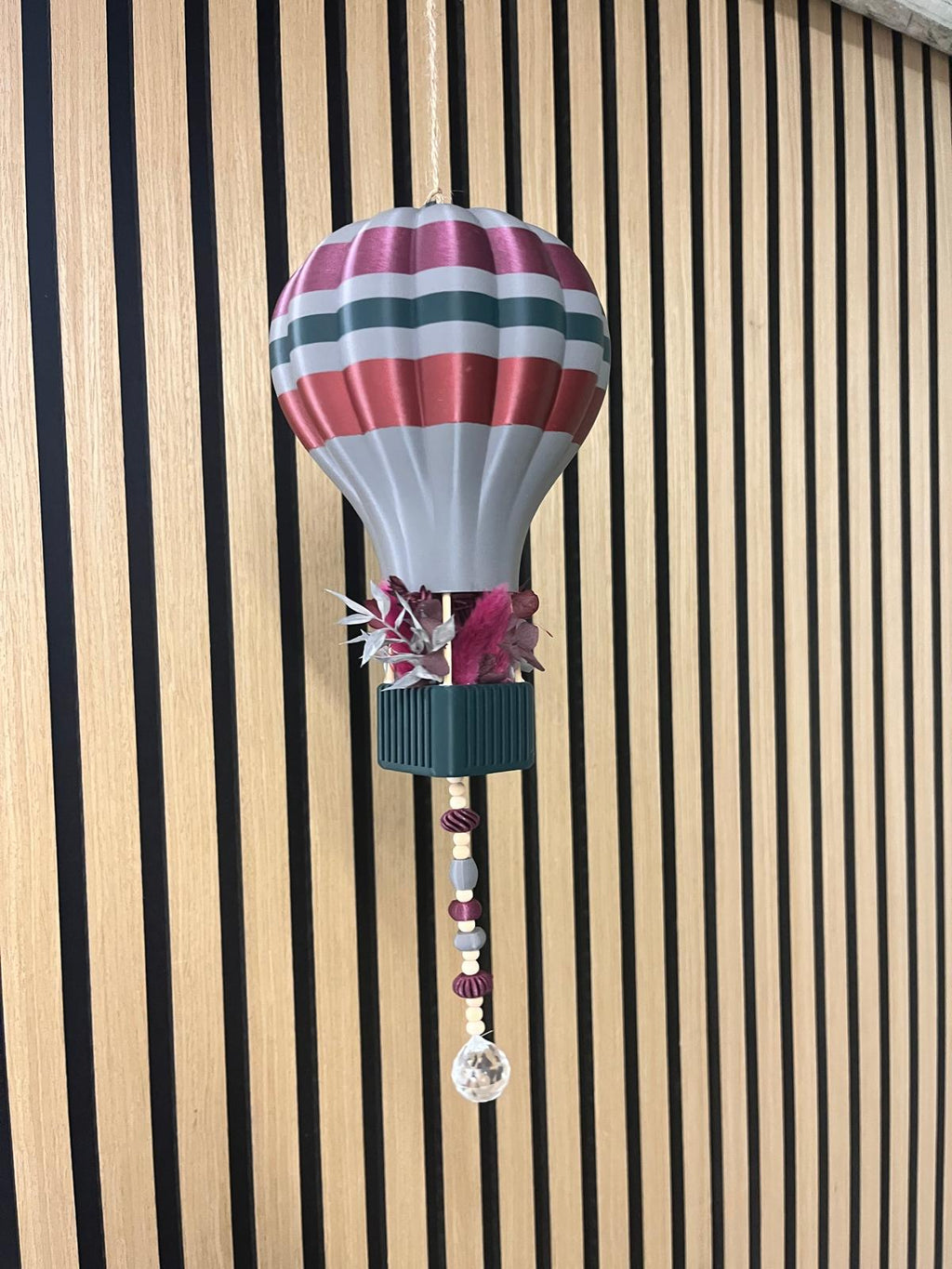 Boho Heißluftballon mit Trockenblumen – 3D-Druck in 3 Größen