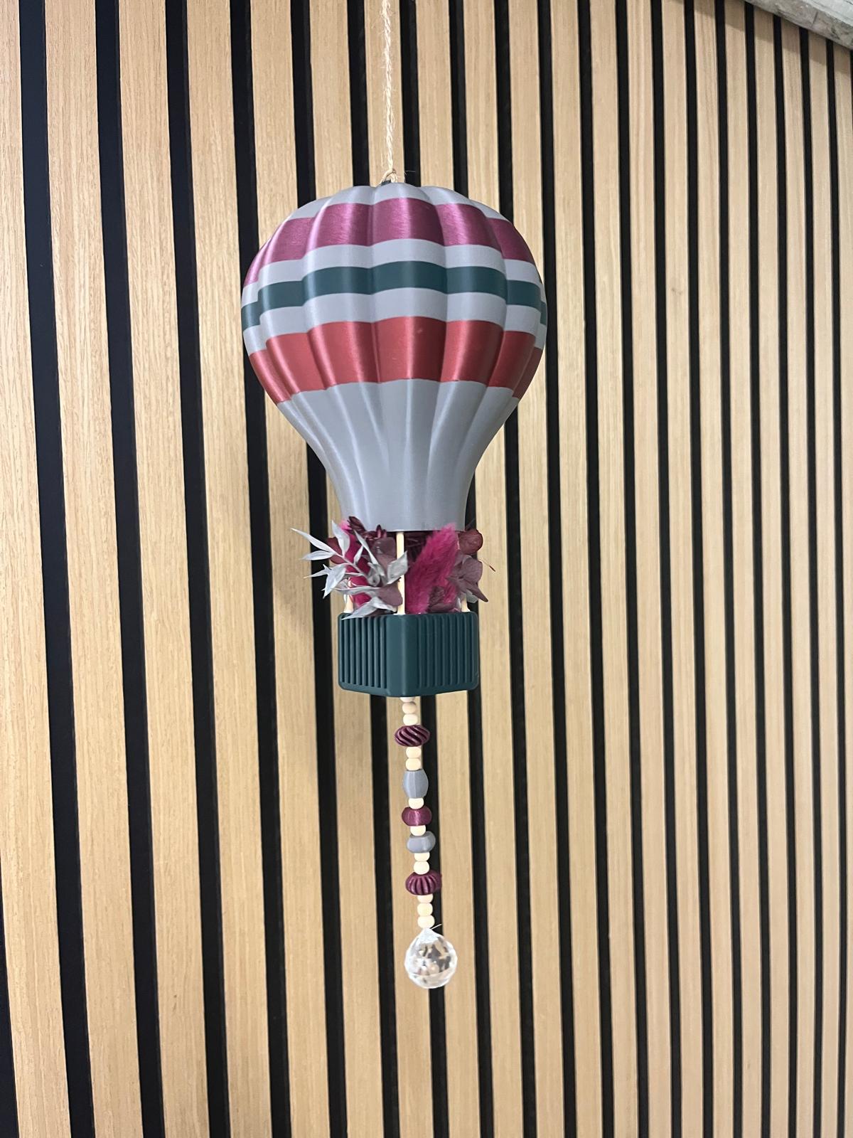 Boho Heißluftballon mit Trockenblumen – 3D-Druck in 3 Größen