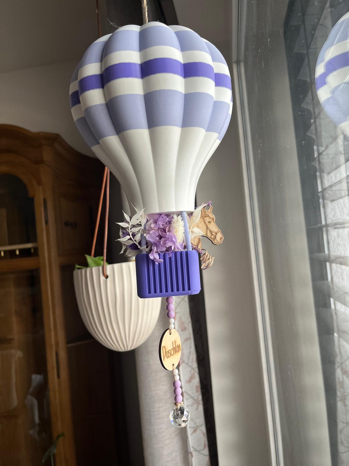 Boho Heißluftballon mit Trockenblumen – 3D-Druck in 3 Größen