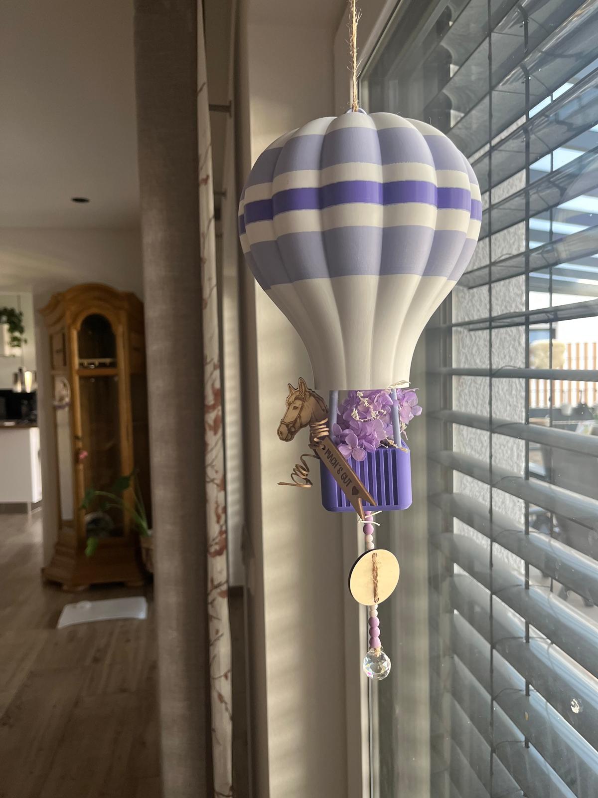 Boho Heißluftballon mit Trockenblumen – 3D-Druck in 3 Größen