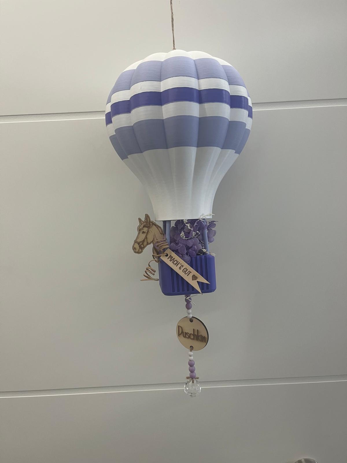 Boho Heißluftballon mit Trockenblumen – 3D-Druck in 3 Größen