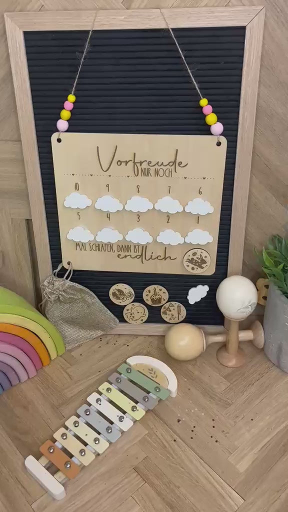 Vorfreude Countdown aus Holz – personalisierbar für Kinder