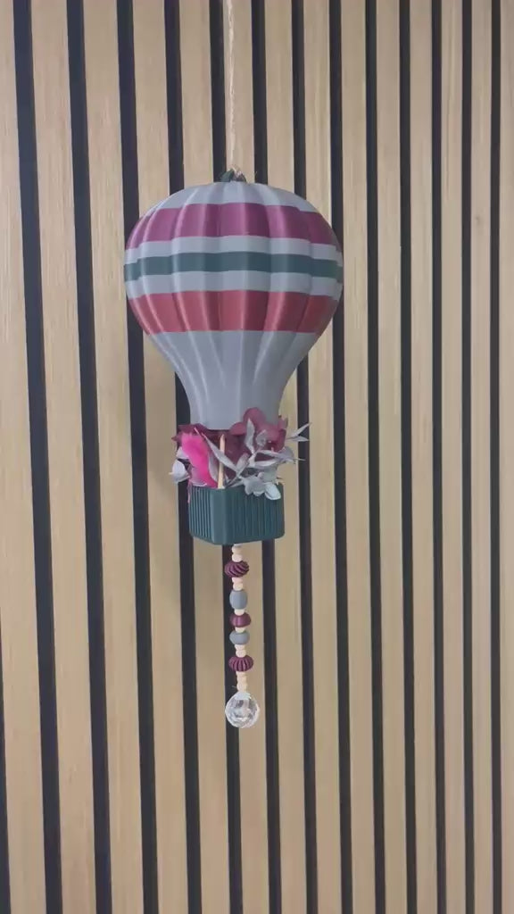 Boho Heißluftballon mit Trockenblumen – 3D-Druck in 3 Größen