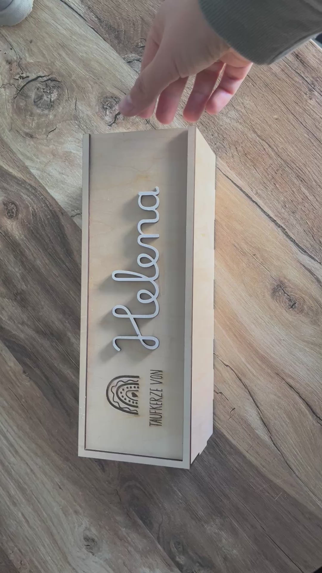Taufkerzenbox „Regenbogen“ mit Schiebedeckel