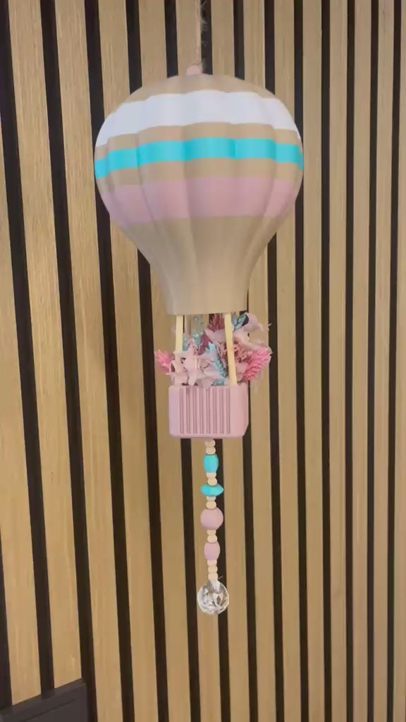 Boho Heißluftballon mit Trockenblumen – 3D-Druck in 3 Größen
